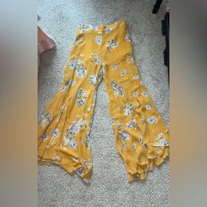 Essue Yellow and White Wide Leg Pants